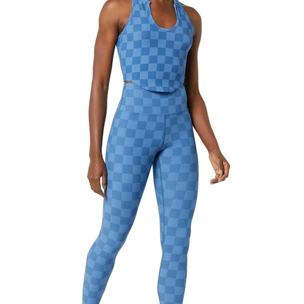 Eleven By Venus Williams XL Ace Blue Checkered Legging Bra Set  $146